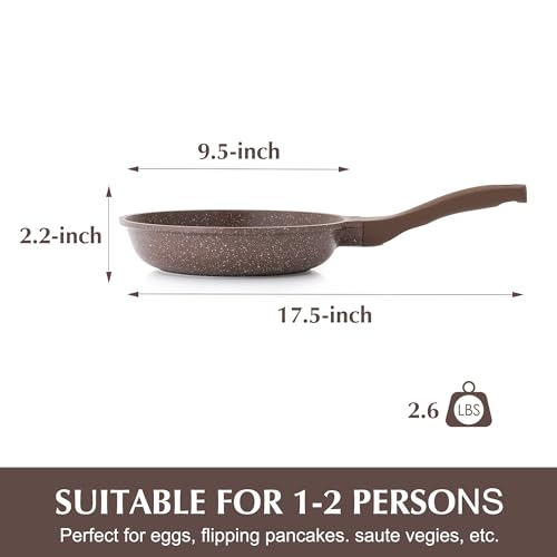 Nonstick Frying Pan Skillet (9.5 Inch / Toffee Brown)