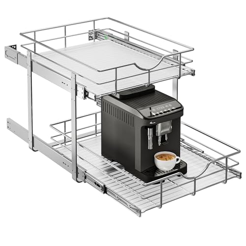 2 Tier Kitchen Cabinet Pullout Shelf and Drawer Organizer (W17 (17"W x 22"D) / 2 Tiers)