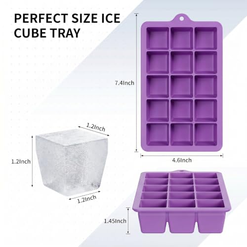 Silicone Ice Cube Tray 2 Pack (Ice Cube Tray 2 Pack / Purple+Purple)