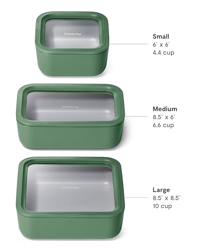 3 Piece Glass Food Storage Container Set (Sage / Food Storage Set (3x))