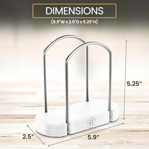 Napkin Holder for Table (Silver & White Curved)