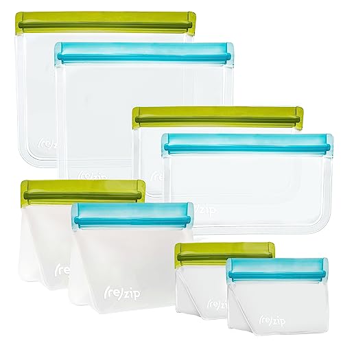 re) zip Reusable Freezer Food Storage Bags, Leakproof, 8-Piece
