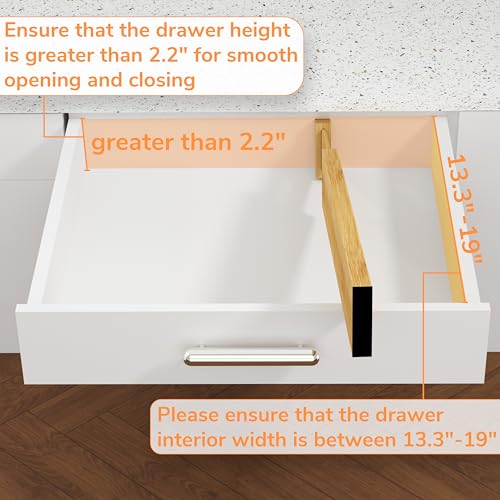 Bamboo Expandable Drawer Dividers (Natural / 2''H, 13.3''-19''L)
