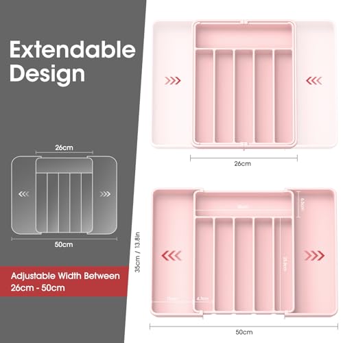 Silverware Drawer Organizer (Large / Pink)