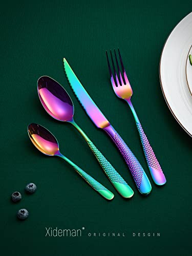 16 Pc Modern Rainbow Hammered 18 (Rainbow)