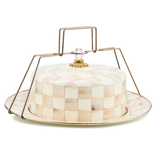 Enamel Cake Carrier (Mocha Check)
