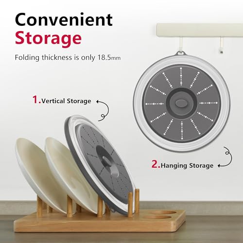 Microwave Splatter Cover Vented for Food with Hook Hole (Dark Gray / M(11"x3.26")-Pack of 1)