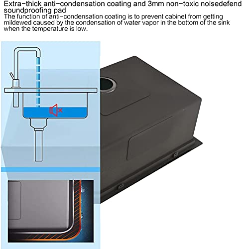25 Inch Black Drop In Kitchen Sink (25"L x 22"W x 10"D / Black)