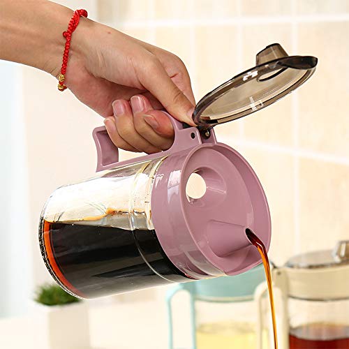 Oil Dispenser Vinegar Dispenser Maple Syrup Dispenser Glass Bottle Cruet No Drip Plastic Bottle Spout with Protective Cap drip Free Pour spout restarant 22Oz (Purple-650ml)