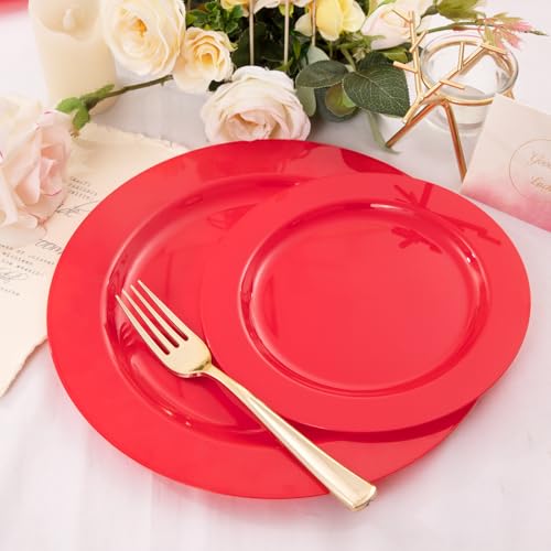 60PCS Red Plastic Plates (60 Count)