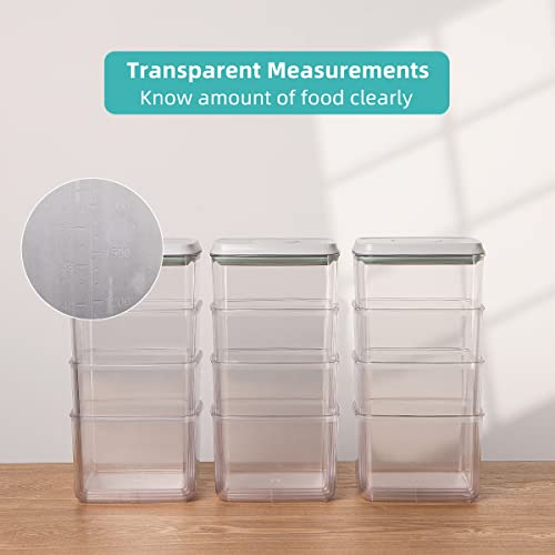 Pop Airtight Food Storage Containers with Lids for Kitchen Pantry Organizing Stackable Container for Cereal Snack Flour Sugar Coffee Spaghetti (12 Pcs Set)