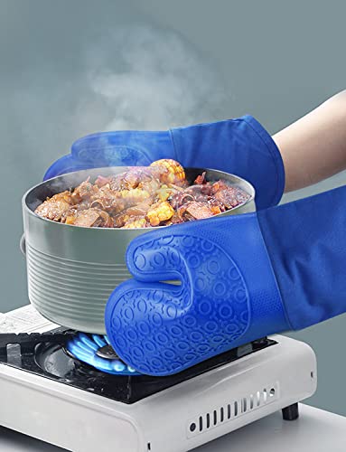 Silicone Oven Mitts (Royal Blue / 13.8in Oven Mitts)