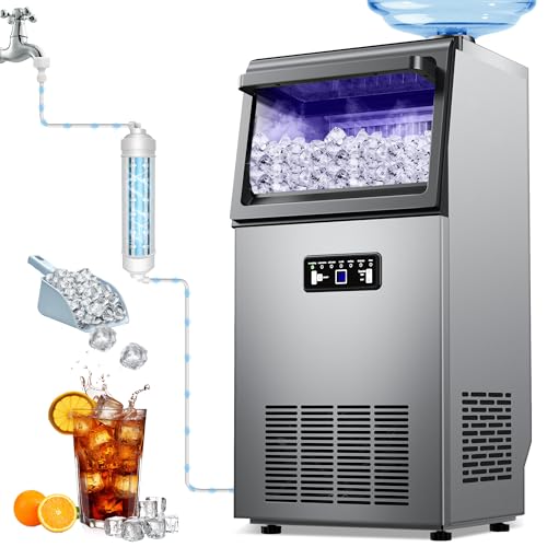 Stainless Steel Commercial Ice Maker 120LB (120/24h-40 ice / Freestanding Ice Maker)