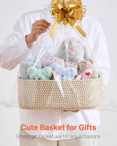 Small Woven Storage Basket for Organizing (Brown / 13.5"L x 9.5"W x 5"H)