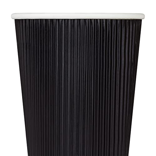 16oz Ripple Insulated Coffee Hot Cups [500 Count] Black Double Poly Lined Paper Hot Cup (16 OZ / Black)