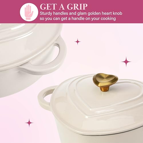Enameled Cast Iron Dutch Oven Pot with Lid (Cream / 4-Quart)