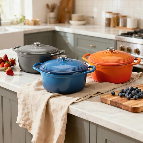 Enameled Cast Iron Dutch Oven (5.5 Quart / Grey)