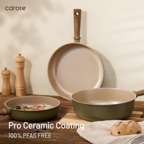 21pcs Ceramic Cookware Set (Green / 21 pieces)