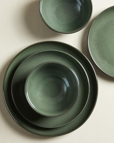 Ceramic Dinnerware Sets for 8 (Moss Green / Set (24pcs))