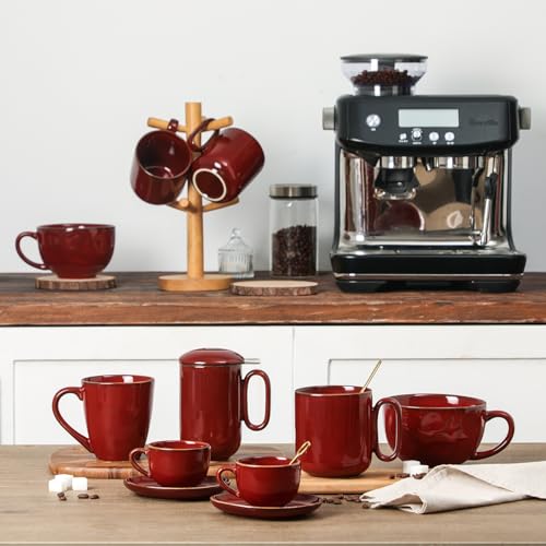 Ceramic Coffee Mug Set (Cherry Red)