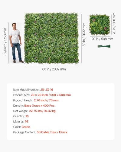 Artificial Plant Wall (Mixed Leaf / 20*20IN 16P)