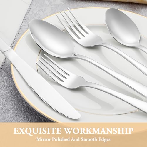 30 Piece Silverware Set Service for 6 (Silver)