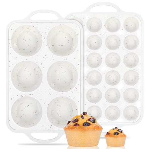 Silicone Muffin Pans for Baking (Creamy Confetti / Jumbo & Mini)