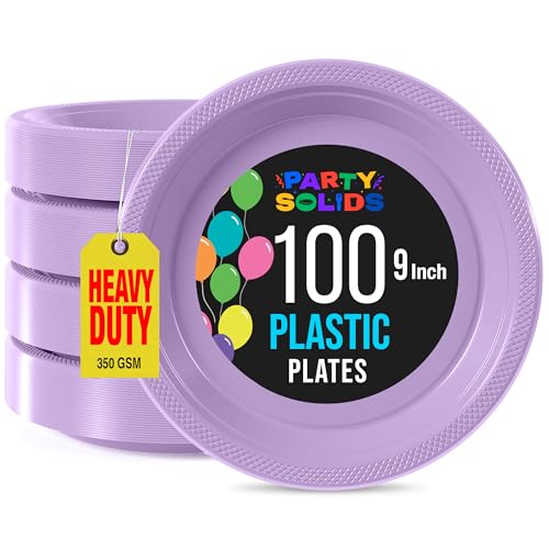 Sturdy Lavender Plastic Plates 9" Party Plates 100 Pcs (9 inch / Lavender)