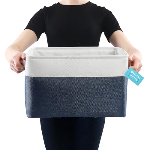16x12.5in Storage Baskets (Navy Blue / Off-White / Extra Large - 3pc)