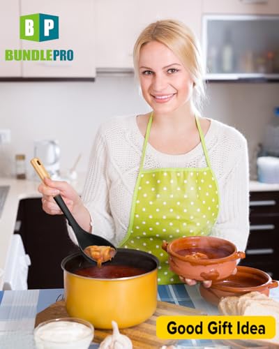 Silicone Soup Ladle and Pasta Spoon Set with Wooden Handle (2 Count)