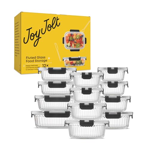 24pc Borosilicate Glass Storage Containers with Lids (Black)