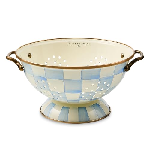 Enamel Colander (Large / Sky Check)