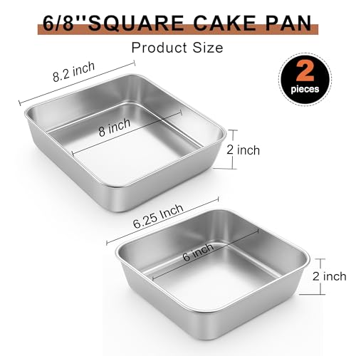 6 8 Inch Square Baking Cake Pan (6'' x 6''+8'' x 8'')