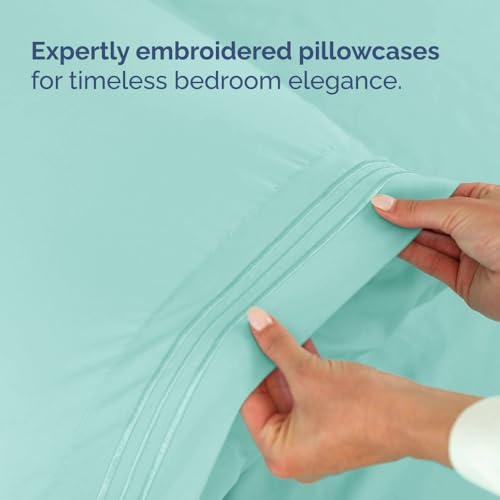 Flex Top Split Head King 4 Piece Sheet Set (22 - Spa Blue / Split Head/Flex Top)