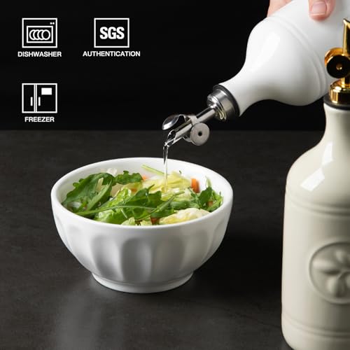 Sweejar 16 Oz Ceramic Olive Oil Dispenser Bottle (White / 16 Oz(Silver Spout))