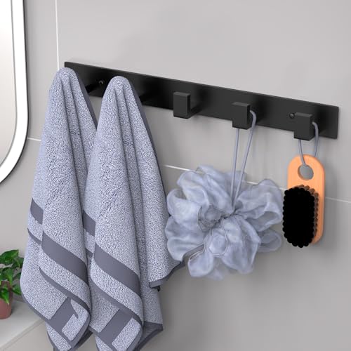 5 Hook Black Stainless Steel Wall (Black / 5 "L" Hooks, 1PACK)