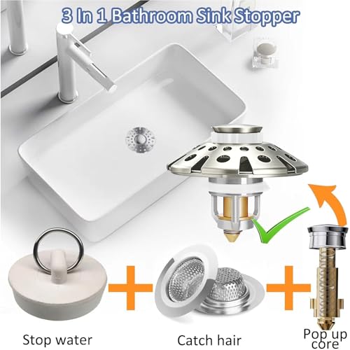 Bathroom Sink Drain Strainer (Brushed Nickel)