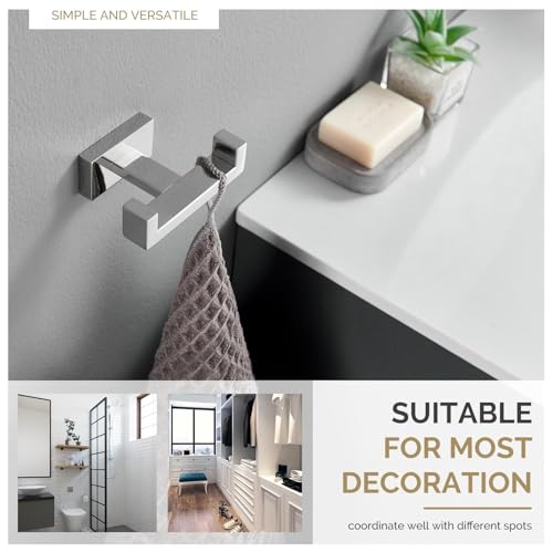Bathroom Towel Double Hook (1 Pack / Polished Chrome)