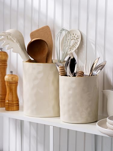 Ceramic Utensil Holder (Vanilla White)