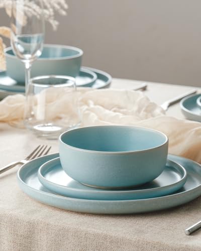 Milkyway 16 Piece Stoneware Dinnerware Set (Light Blue / Service for 4 (Include Pasta Bowls))