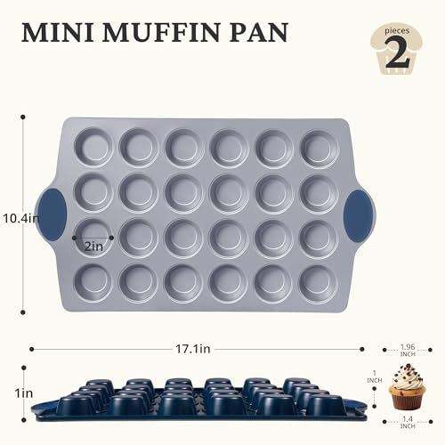 Ceramic Mini Muffin Pan (Blue / 24 Cup Mini Muffin Pan (2 pack))