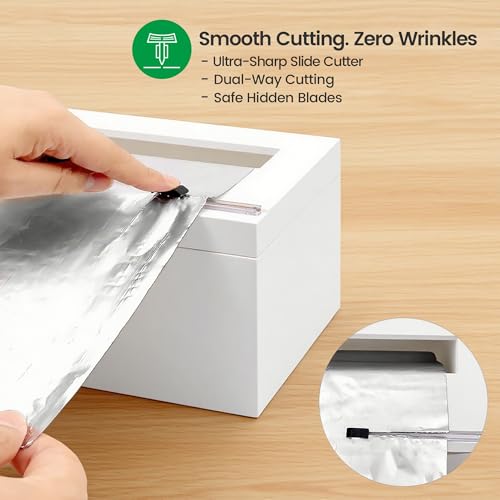 White 18 Inch Commercial Plastic Wrap Dispenser with Cutter