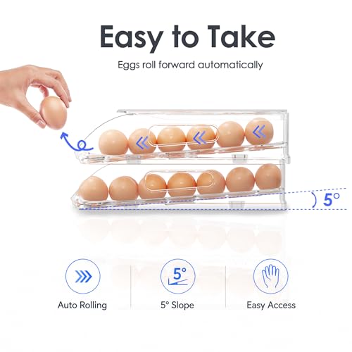 12 Egg Holder for Fridge with Silicone Bumpers
