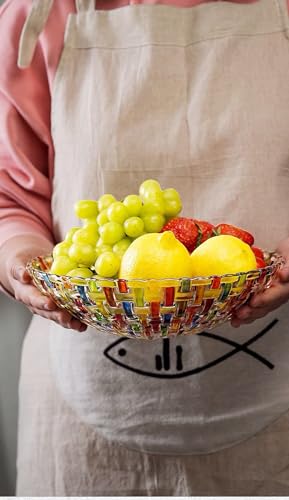 Hand Painted Colorful Woven Glass Crystal Salad & Fruit Bowl Decoration (Colorful)
