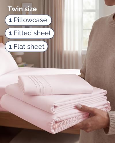 Twin Size 3 Piece Sheet Set (30 - Lavender Pink / Twin)