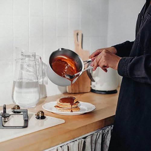 Tri Ply Stainless Steel Sauce Pan with Steamer Basket & Strainer Glass Lid (3.5 Quarts)