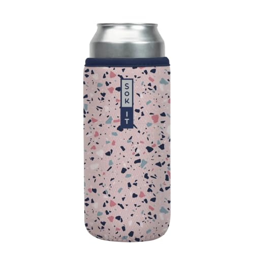 CanSok Sleeve for Beer & Soda Insulated Neoprene Cover (Pink Terrazzo / 25oz Can Sleeve)