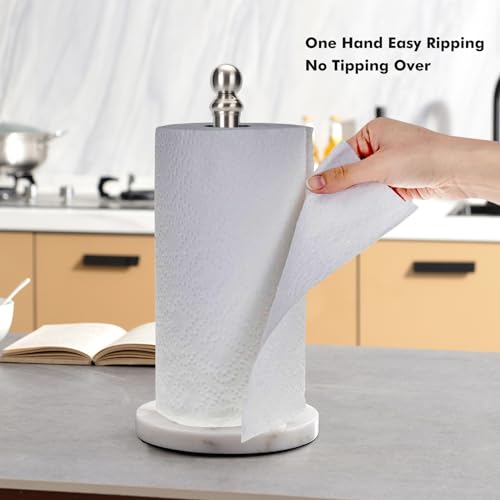 Paper Towel Holder Countertop with Heavy Marble Base