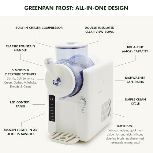 Frost Ice Cream Maker & Slushie Machine (4 Pint Ice Cream & Frozen Drink Maker / Cream White)