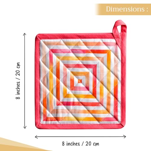 Pot Holders 100% Cotton Potholders (073 - Summer Maze / 8" x 8" (Pot Holder Pack of 1))